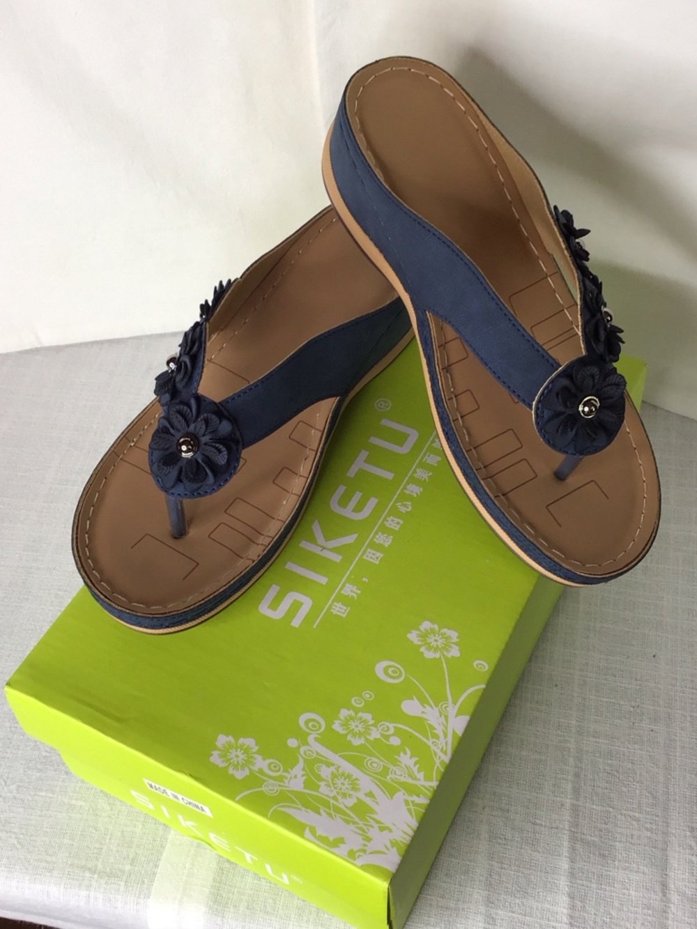 Navy Siketu Floral Sandals for Women